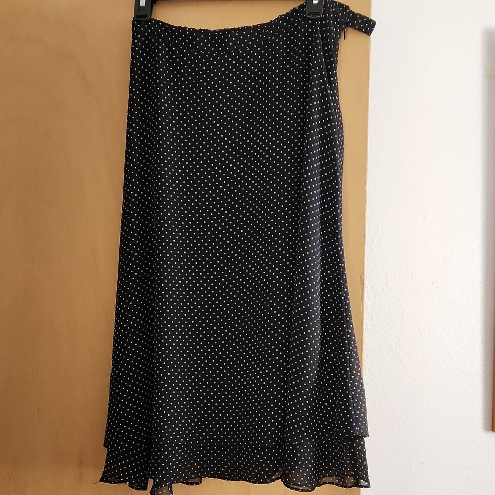 Black Polka Dot Maxi Skirt - Classic A-Line Style
